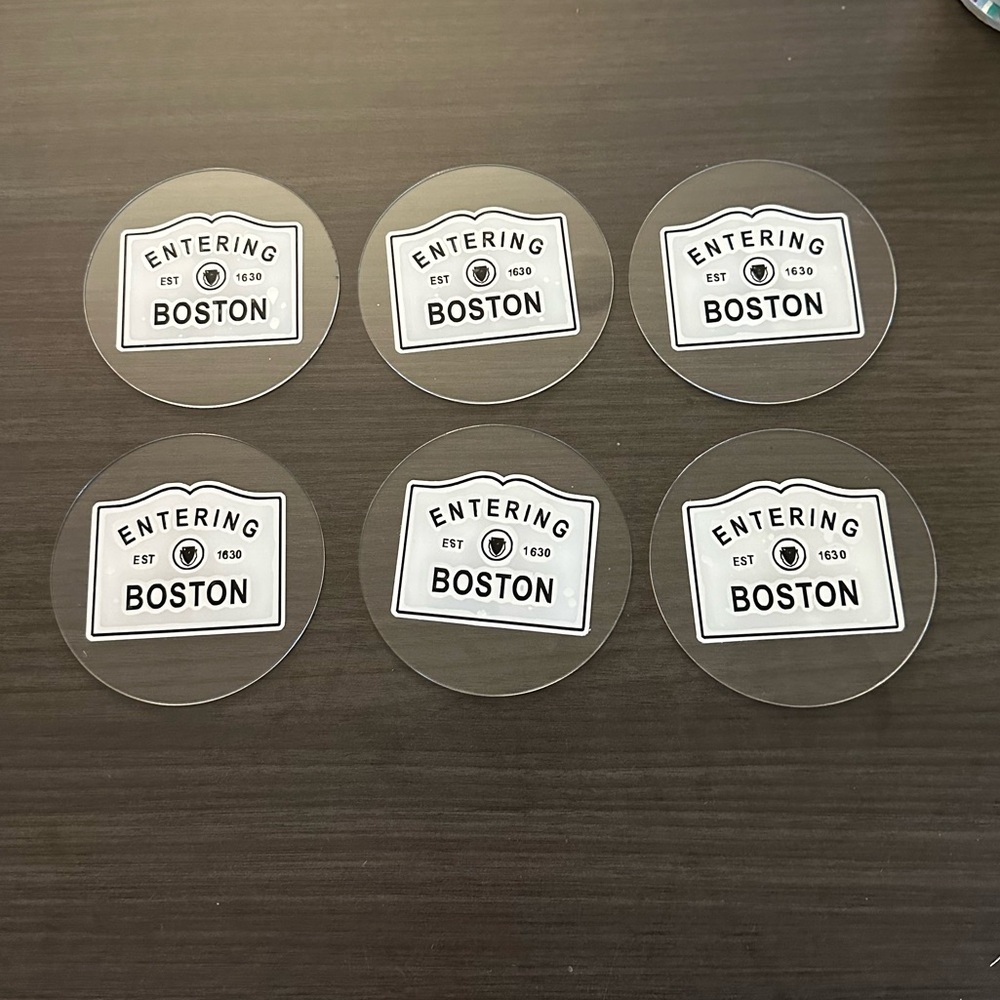 6 Entering Boston Acrylic Drink Coasters